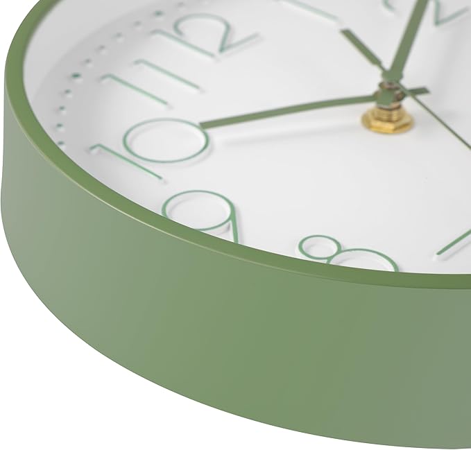 Modern Green Bathroom Wall Clocks 8 Inch Non-Ticking Battery Operated