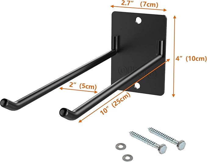 4-Pack Heavy-Duty Garage Wall Hooks, Solid Steel Tool Hanger for Shovel, Rake, Broom, Yard & Garage Organization