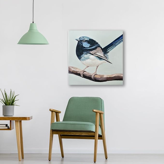 JolyWell Hand-Painted Bathroom bird wall artt, Sparrow canvas Wall Picture