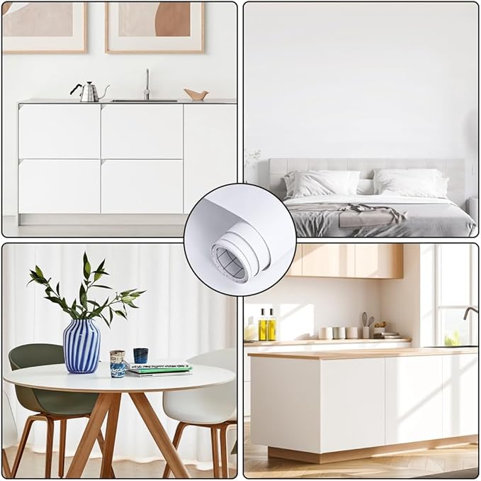Arthome 23.6"x200" White Contact Paper, Peel and Stick Matte Wallpaper