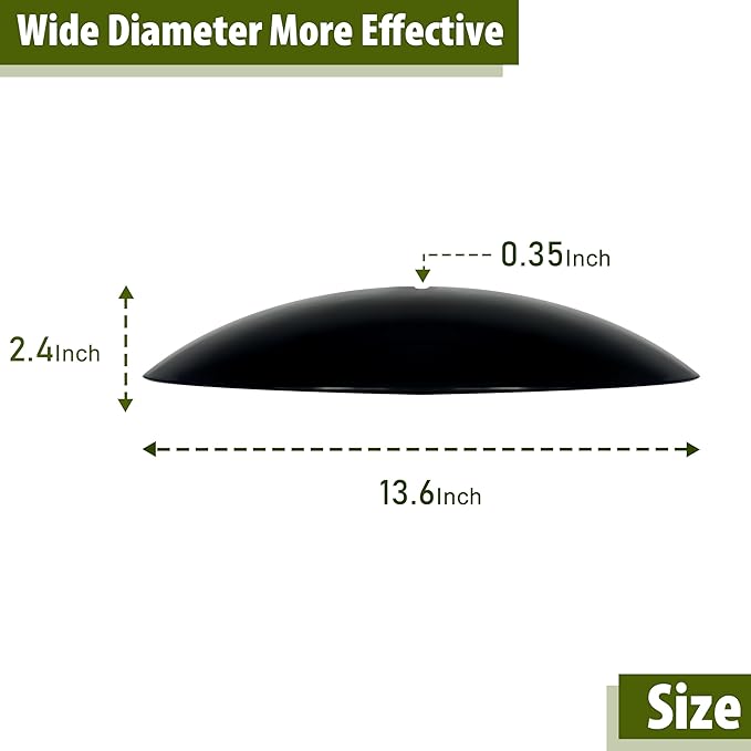 13" Bird Feeder Rain Guard, Hummingbird Feeders Shade Dome Cover, Hanging Baffle for Bird Feeder Pole,Smart Birds Feeder Umbrella (Black), 2 Pack