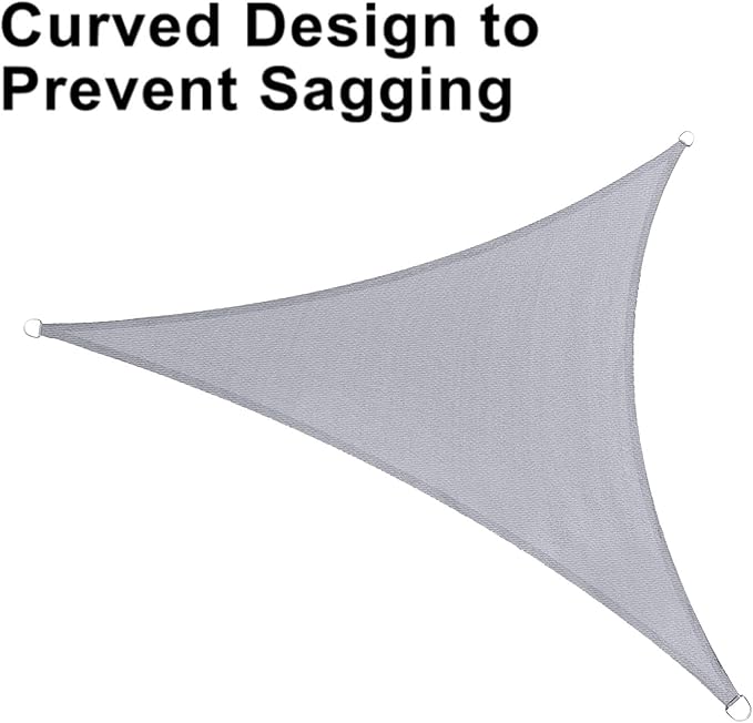 LOVE STORY 16' x 16' x 16' Triangle Silver Grey Sun Shade Sail Canopy UV Block for Outdoor Patio Garden Backyard