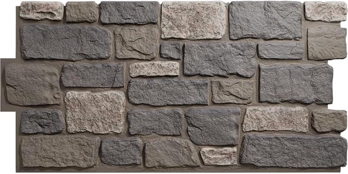 EverStone Cobblestone Faux Stone Panel, Midnight Granite Color