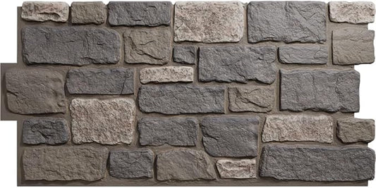 EverStone Cobblestone Faux Stone Panel, Midnight Granite Color