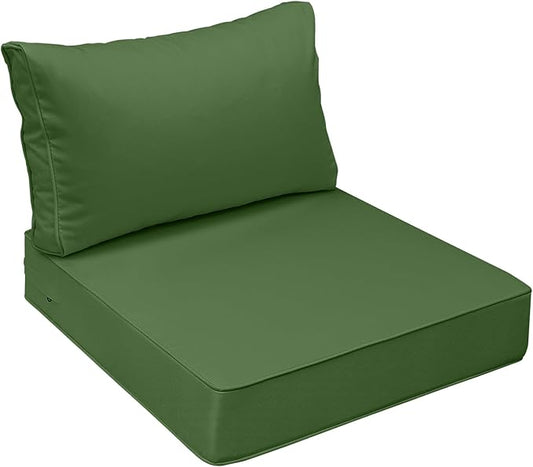 AAAAAcessories Outdoor Seat Cushions for Chairs, Fade-Resistant, Waterproof Patio Furniture Replacement Cushions, 23.5" x 25.5" x 5" + 23.5" x 13.5", Dark Moss Green