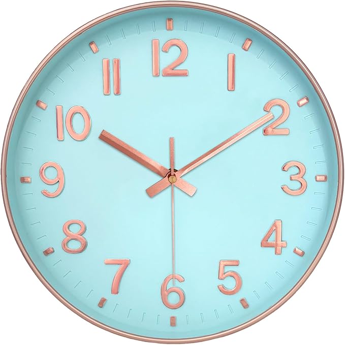 Wall Clock, 8 Inch Wall Clocks Battery Operated, Round Modern Non Ticking