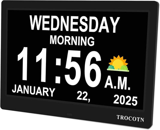 TROCOTN Dementia Clocks, Large Display Calendar Alarm Clock
