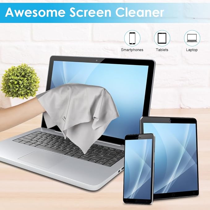 Wsivoiv 6PCS Large Eyeglass Cleaning Cloths, 12 x12 inches Glasses Cleaner, Individually Wrapped, Premium Microfiber Cleaning Cloth for Glasses, TV, Laptop Screens and Lens, Easier to Grip and Use