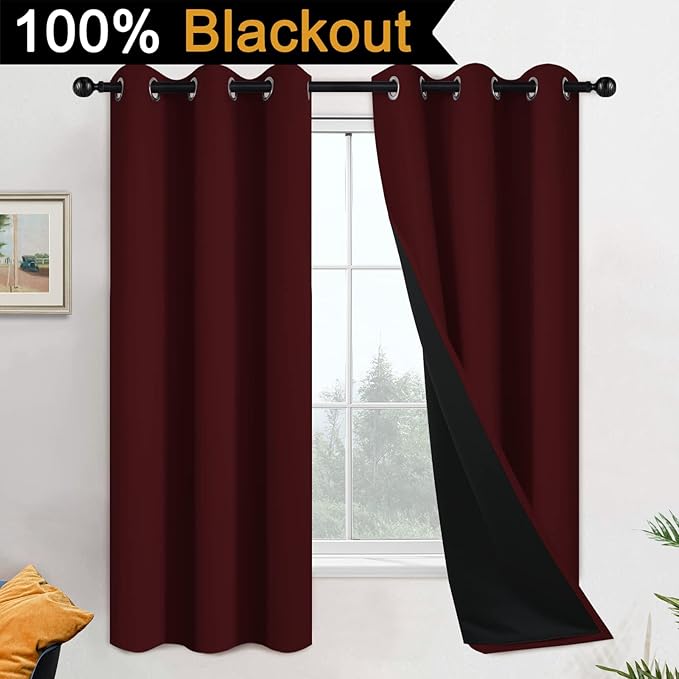 Yakamok 63 Inch Length 100% Blackout Curtains