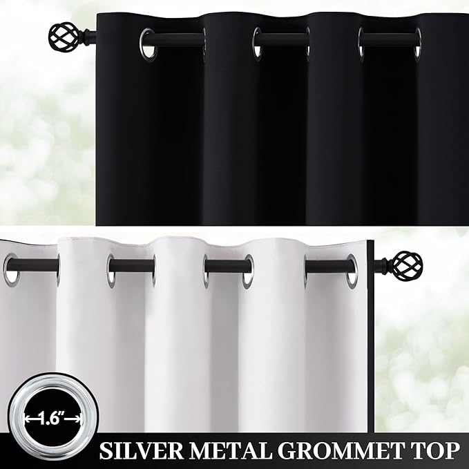 Yakamok 100% Blackout Curtain Panels 96 inches Cold and Light Blocking Drapes