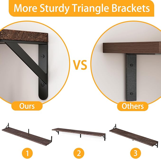 YGEOMER Floating Shelves for Wall, 35in Brown Wall Shelves for Living Room