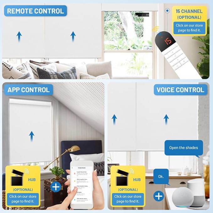 Motorized Blinds with Remote, Cordless Smart Blinds with Valance Cover