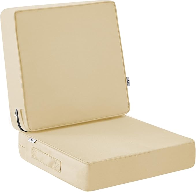 IPYNBAP Outdoor Cushions, Outdoor Chair Cushions 22x22x3 Inch, Cushions for Outdoor Furniture with Removable Cover, Waterproof & Fade Resistant Outdoor Seat Cushions for Patio, Lawn, Beige