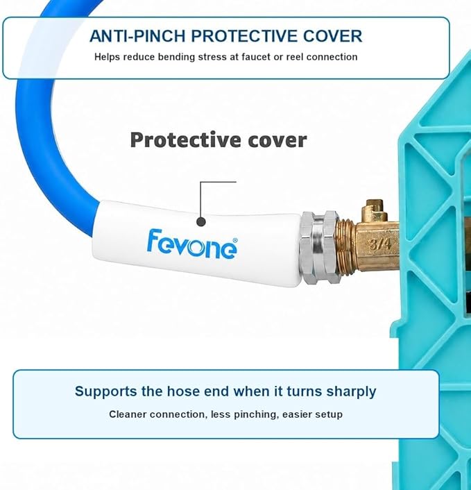 FEVONE 100 ft x 5/8 in Garden Hose, Drinking Water Safe Flexible Water Hose, Heavy Duty Hybrid Polymer Hose, Kink-Resistant, 3/4 in GHT Aluminum Fittings, Leak-Free, 600 PSI