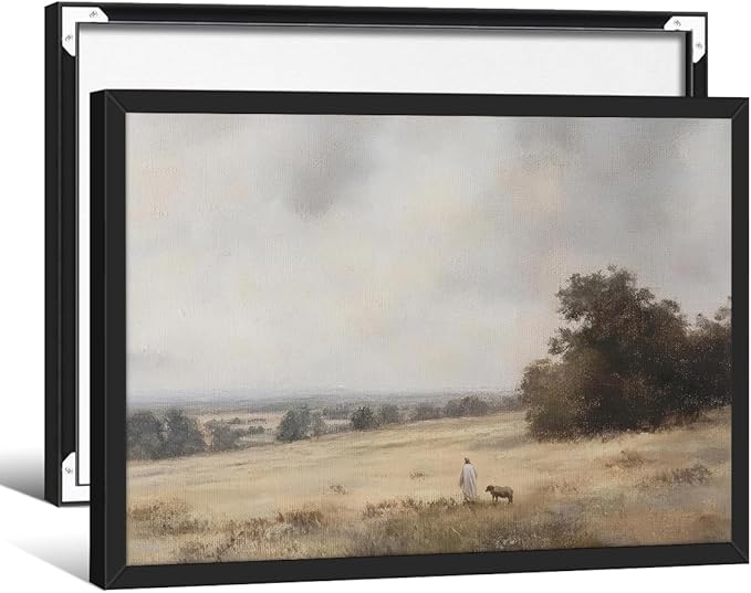 Jesus and Lamb the Lord is My Shepherd Wall Art Jesus Christian Poster 08x10