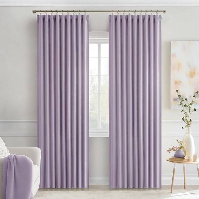 MIULEE Lilac Back Tab Blackout Curtains 90 Inches Long 2 Panels Set