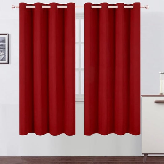 LEMOMO Blackout Curtains 66 x 72 Inch Long Red Curtains Set of 2 Panels Room