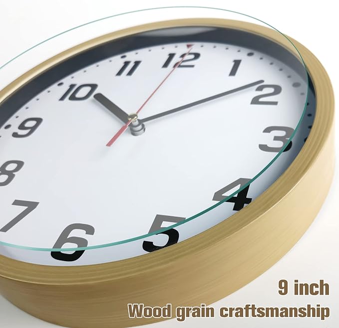 SIN&MI Wall Clock 9 Inch Battery Operated Silent Non-Ticking Wall Clock Modern