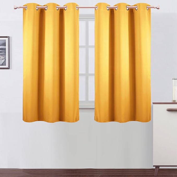 LEMOMO Yellow Blackout Curtains 42 x 54 Inch Length Set of 2 Panels Grommet
