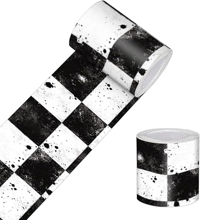 HOMETITUTE Wallpaper Border Peel and Stick Wall Border 4x196 Inch Grunge Black