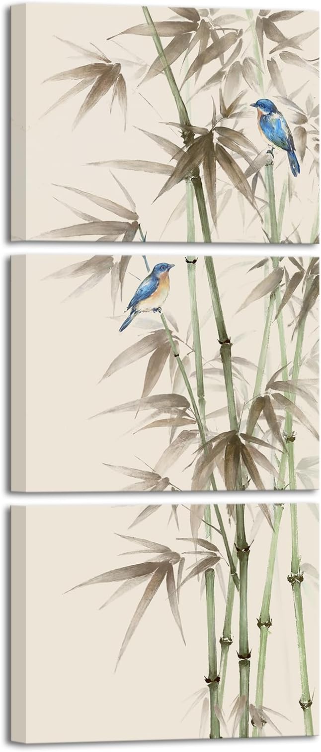 KREATIVE ARTS 3 Piece Bamboo Canvas Wall Art Set Zen Print