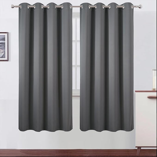 LEMOMO Blackout Curtains 66 x 72 Inch Long Frost Grey Curtains Set of 2 Panels