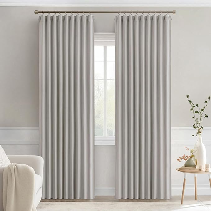 MIULEE Stone Back Tab Blackout Curtains 84 Inch Length 2 Panels Set