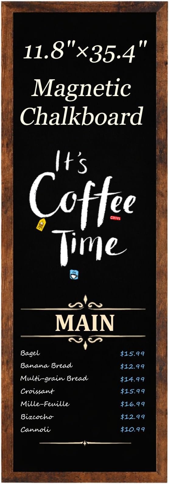 Magnetic Chalkboard for Wall, Long Chalk Board, Wall Hanging Menu for Restaurant