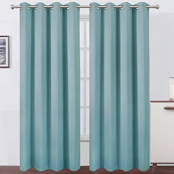 LEMOMO Blackout Curtains 52 x 108 inch/Stone Blue Curtains Set of 2