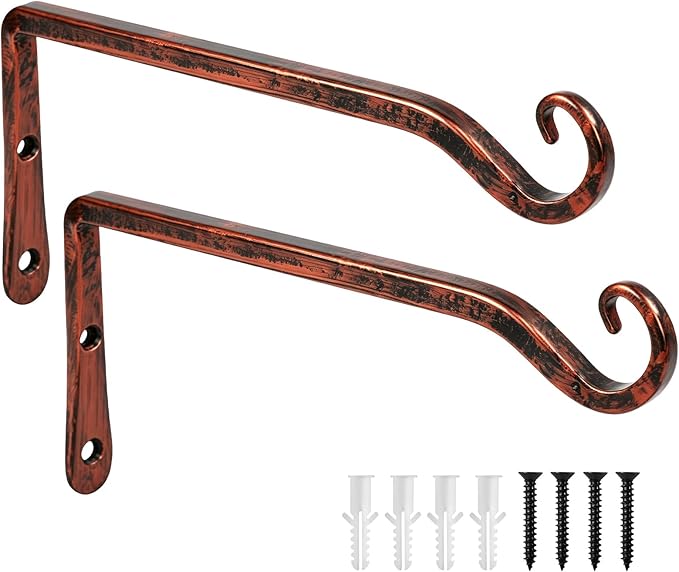 FEED GARDEN 2 Pack 10 Inch Hanging Plant Bracket Wall Hooks Decorative Plant