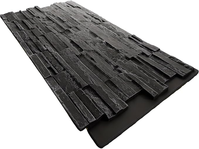 EverStone Cascade Faux Stone Panel, 48 5/8"W x 24 3/4"H x 1 1/4"D, Graphite