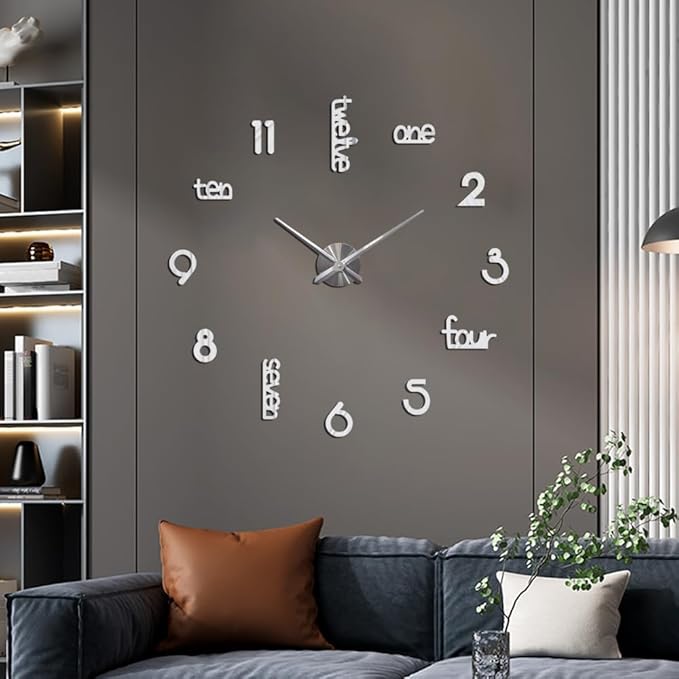 Large Modern Art Deco Wall Clock Silent Acrylic Unique Decorative Wall Clocks