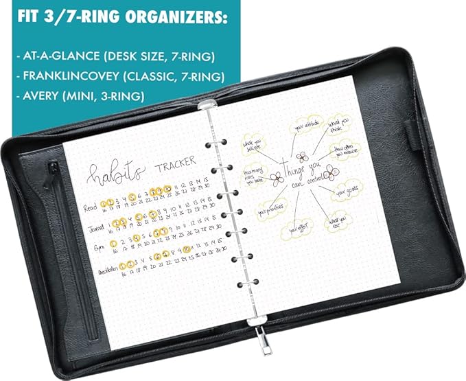 Dotted Filler Paper Pack of 500 Sheets 5.5”x8.5" for 3-Ring & 7-Ring Mini Binders, 7 Hole Punched