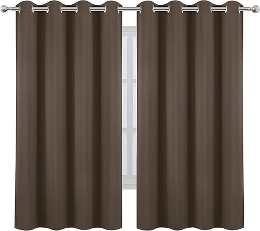 LEMOMO Chocolate Brown Blackout Curtains 66 x 63 Inch Length/Set of 2 Curtain
