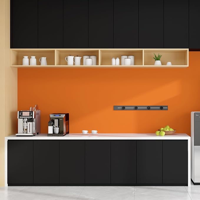 FUKU MON Vibrant Orange Peel and Stick Wallpaper 24" x 394" Solid Matte Contact