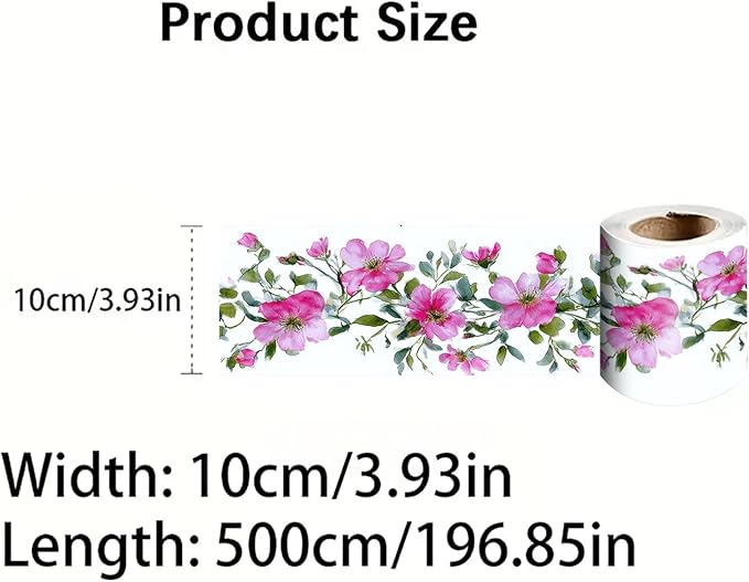 Pink Floral Wallpaper Border 196x4 Inch Peel and Stick Wall Border Self