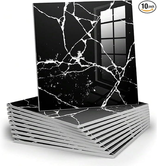 Chejiaye 10pcs Marble Peel and Stick Backsplash Waterproof Washroom Wall Panels