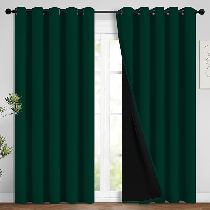 Yakamok 100% Blackout Lined Panels, Room Darkening Thermal Insulated Blackout