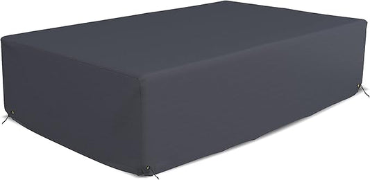 Covers & All Patio Sectional Sofa Set Cover 160 GSM PVC Emboss Fabric Outdoor Furniture Table and Chair Set Cover with Drawstring for Snug Fit (128''W x 63''D x 29''H, Grey)
