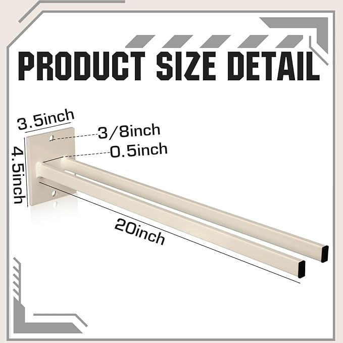 Zonon 2 Pcs Extra Long Tool Rack for Shovels Spades Rakes Brooms Shovel Holder for Truck and Shovel Rack Heavy Duty Powder Coated Steel Wall Mount Storage Organizer Garage and Shed (Beige)