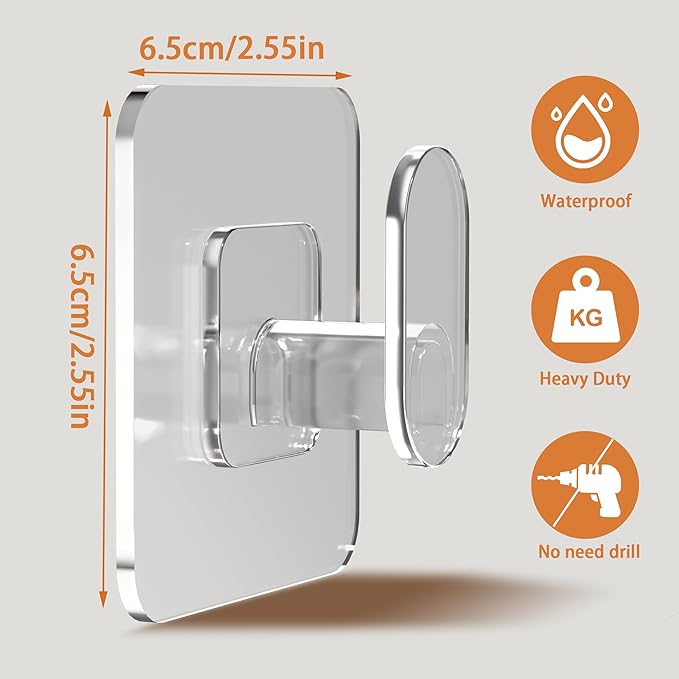 DELITON Clear Cute Storage Hooks, 10 Packs, Adhesion