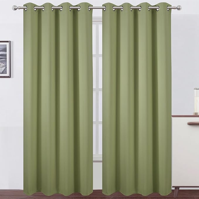 LEMOMO Blackout Curtains 52 x 84 inches Long Sage Green Curtains Set of 2