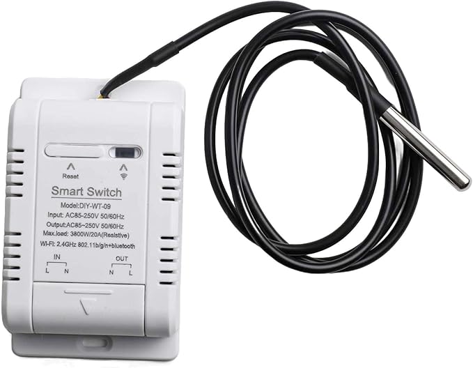 Temperature and Humidity Smart Switch for eWeLink - 20A Load Capacity (3800W), ABS Housing, -20Â°C to 80Â°C Operating Range, Scheduling & Data Logging (A)