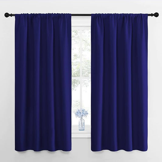NICETOWN Bedroom Curtains Blackout Draperies, 1 Pair, 34-inch W x 63-inch L