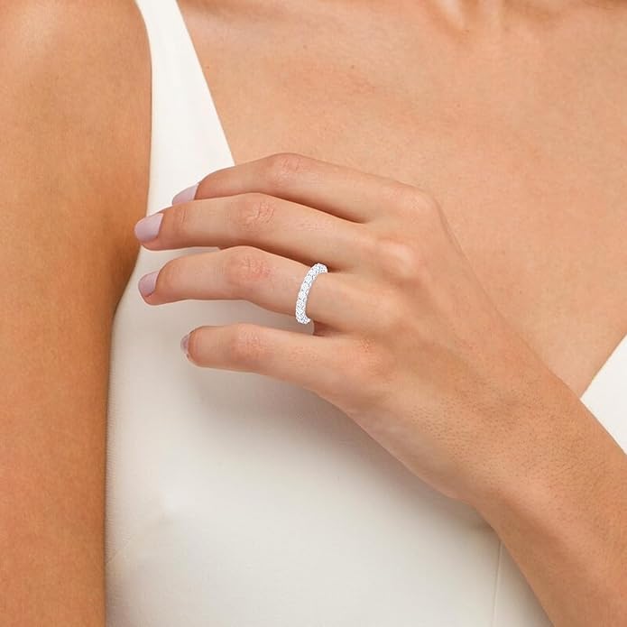 Houston Diamond District 1-10 Carat LAB GROWN Diamond Eternity Wedding Anniversary Stackable Ring Band for Women Ultra Premium Collection (E-F Color VS2-SI1 Clarity)
