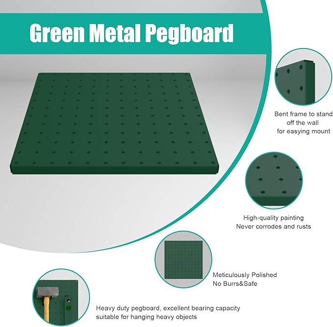 PegBoard, Heavy Duty Peg Board for Walls Home, Garage Tool Storage, Craft Room