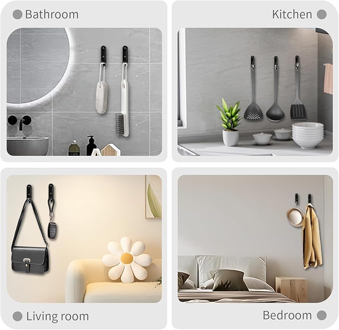 6PCS Foldable Wall Hooks, Zinc Alloy Flip Down Hooks, Retractable Wall Hooks