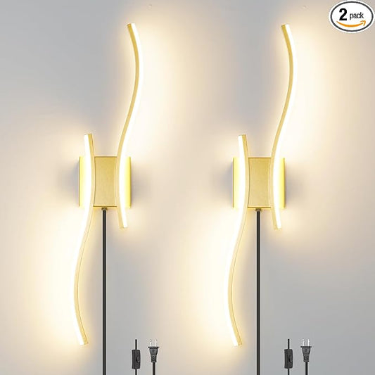 Daunton Modern Plug in Wall Sconce Set of 2, 3CCT Adjustable & Memory Function