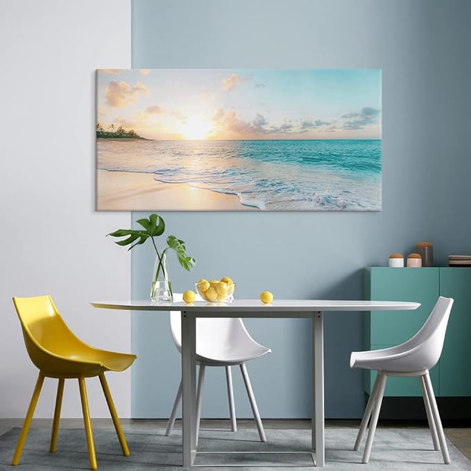 Goldfoilart Large Beach Sunset Canvas Wall Art