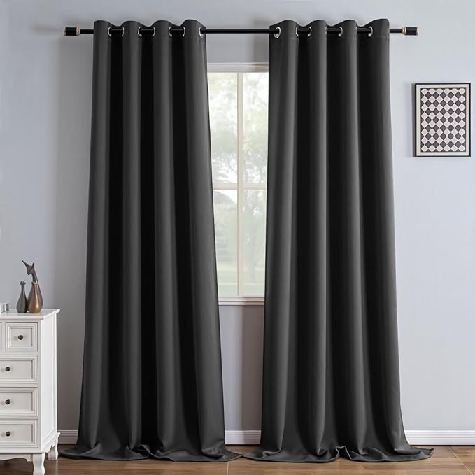 IGEMAEVE Blackout Curtains 90 Inch Length 2 Panels Set, Grommet Energy Saving